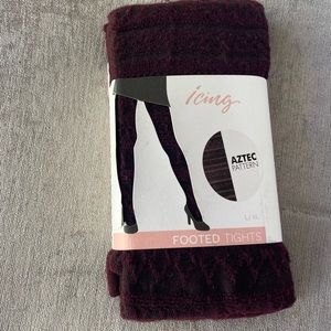 NWT Icing | Purple Aztec Pattern Boho Knit Pull On Footed Tight Pantyhose L